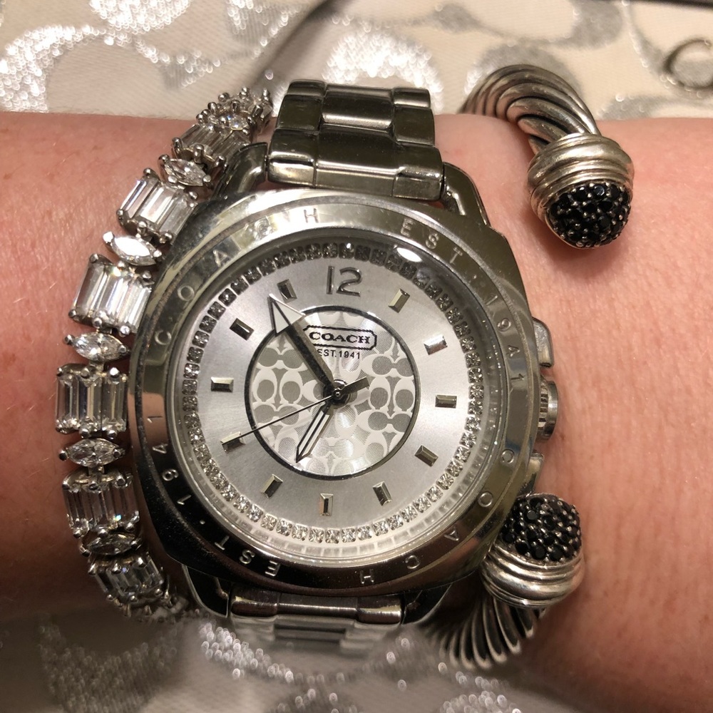 Coach Brand Large Boyfriend Watch Silver & White